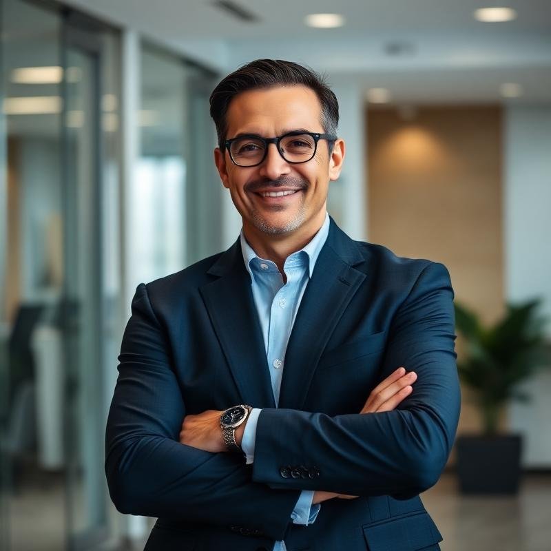 NR1: Foto de um homem de terno no escritório com os braços cruzados